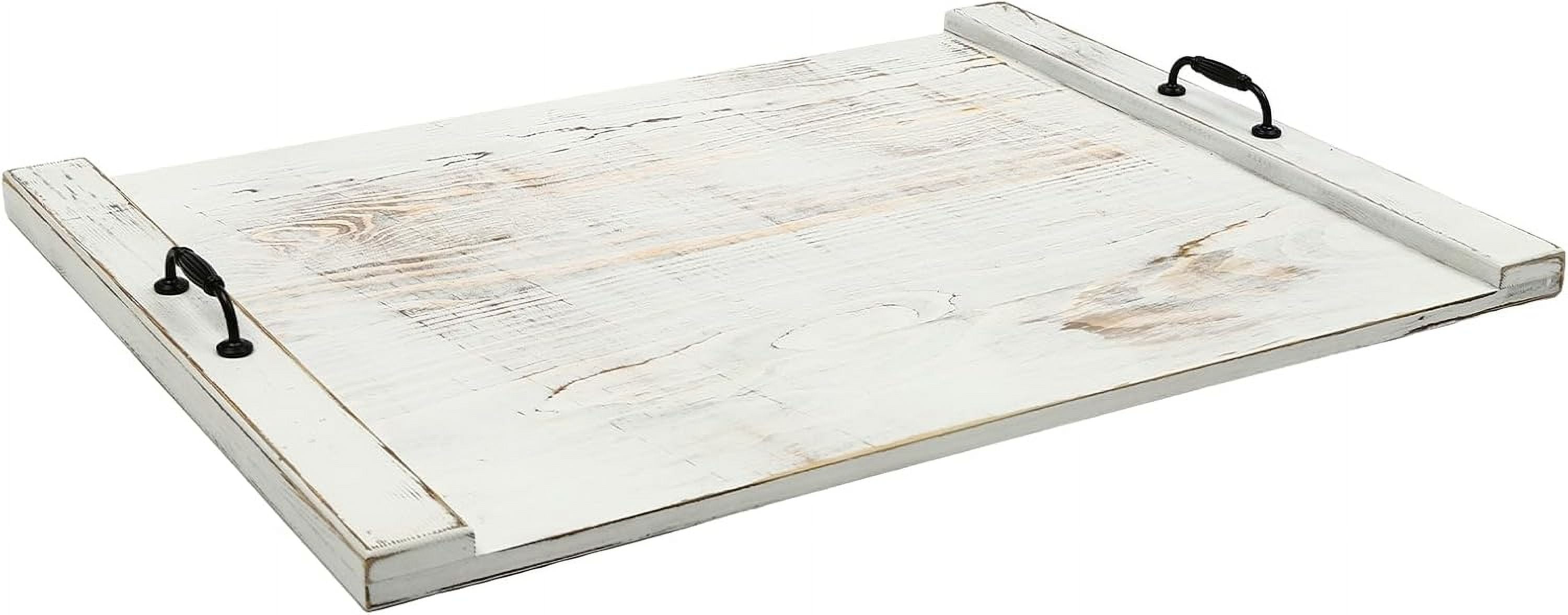 Board Stove Cover, Wooden Stove Top Covers for Electric Stove & Gas Burner with Handles, Stove Burner Covers Decorative Tray for Kitchen (White, 21.65''x30.3'')