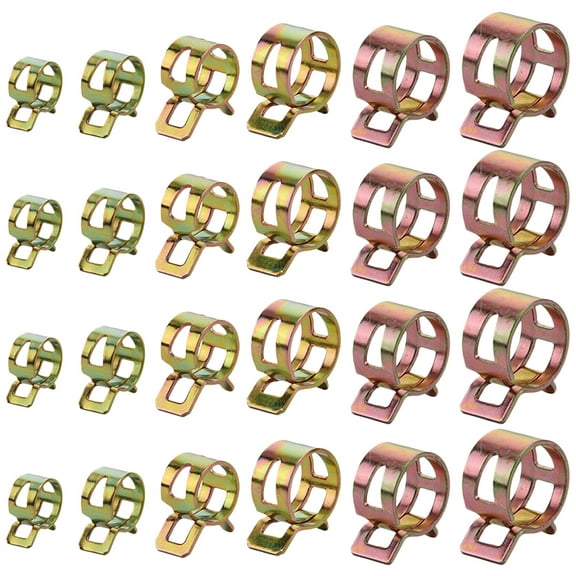 Golden Zinc Hose Clamps Set 60pcs with 6 Sizes for Home Use Gas Pipe Water Pipe Automotive