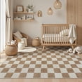 thumbnail image 3 of RUG ROBOT 5'x7' Area Rugs for Living Room, Washable Non-Slip Checkered Rugs for Bedroom, Dining Room, Soft Low-Pile Classic Farmhouse Geometric Indoor Large Accent Carpet, Brown, 3 of 10