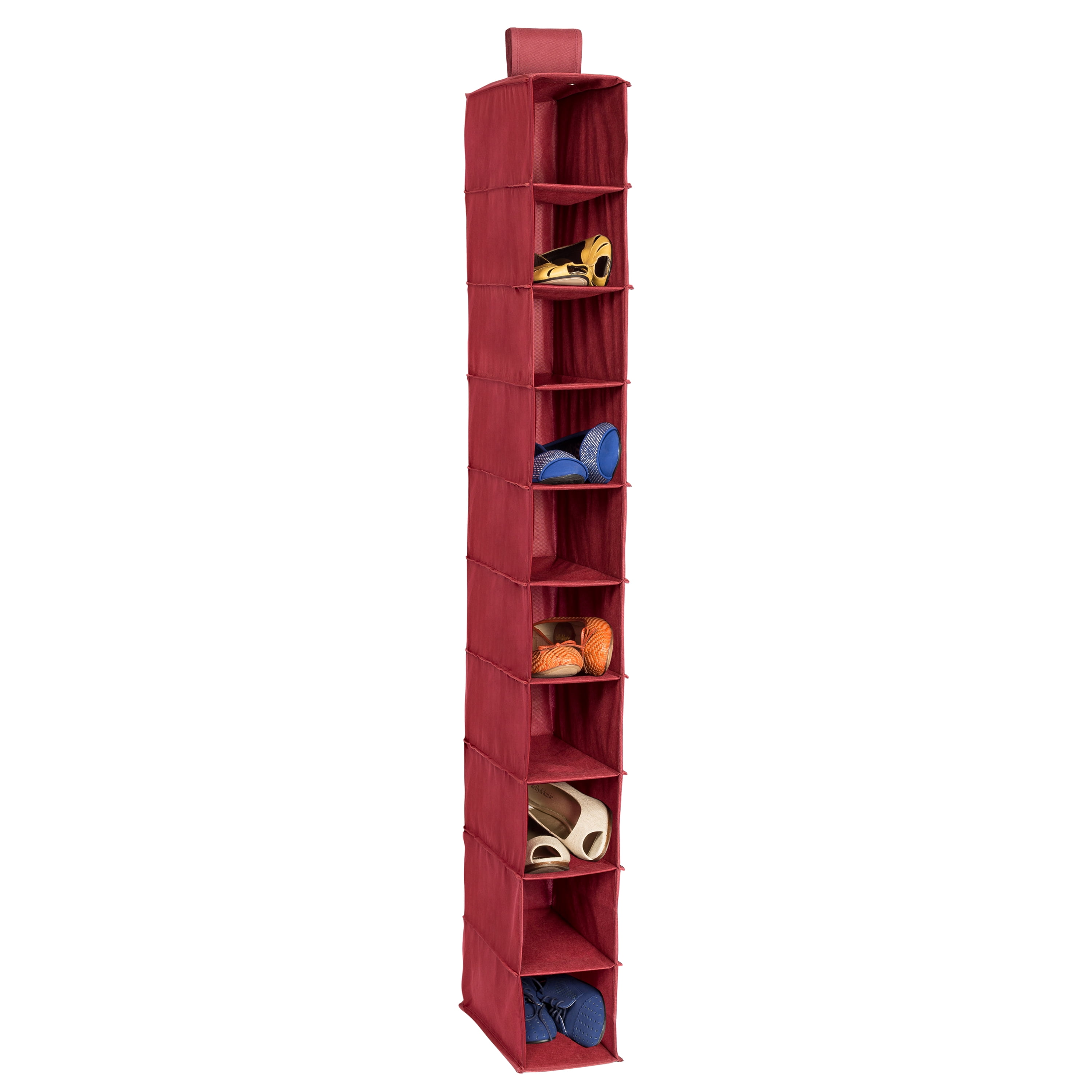 HoneyCanDo 10Shelf Hanging Closet Organizer, Red