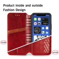 thumbnail image 6 of Dteck Case for Apple iPhone 13 Pro Max 6.7-inch,Luxury Leather Card Holder Wallet Hybrid Rubber Flip Magnetic Case Kickstand Protective Phone Cover,Red, 6 of 7