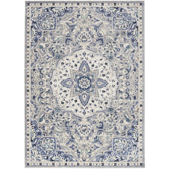 Nourison Passion Grey/Beige 5'3" x 7'3" Area Rug, Traditional, Persian, Bed Room, Living Room, Dining Room, Kitchen, , Easy Cleaning, Non Shedding (5' x 7')