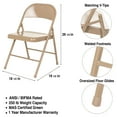 thumbnail image 3 of Hampden Furnishings Bernadine Basics All Metal Folding Chair, Beige, 4 Pack, Ages 5 and up, 3 of 7