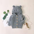 thumbnail image 3 of URMAGIC Baby Unisex Long Sleeve Hooded Solid Color Cardigans Sweater Knitted Coat, 3 of 6