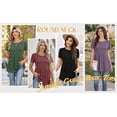 thumbnail image 6 of MOYIKO Women Basic T Shirts Casual Dressy Top Short Puff Sleeve Round Neck Summer Tops Deep Purple Babydoll Blouse Tee XXXL, 6 of 7