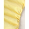 thumbnail image 4 of Women's Yellow Solid Ruched Strapless Simple Fashion Casual Holiday Beach Date Swing A-Line Dress Spring Summer, 4 of 6