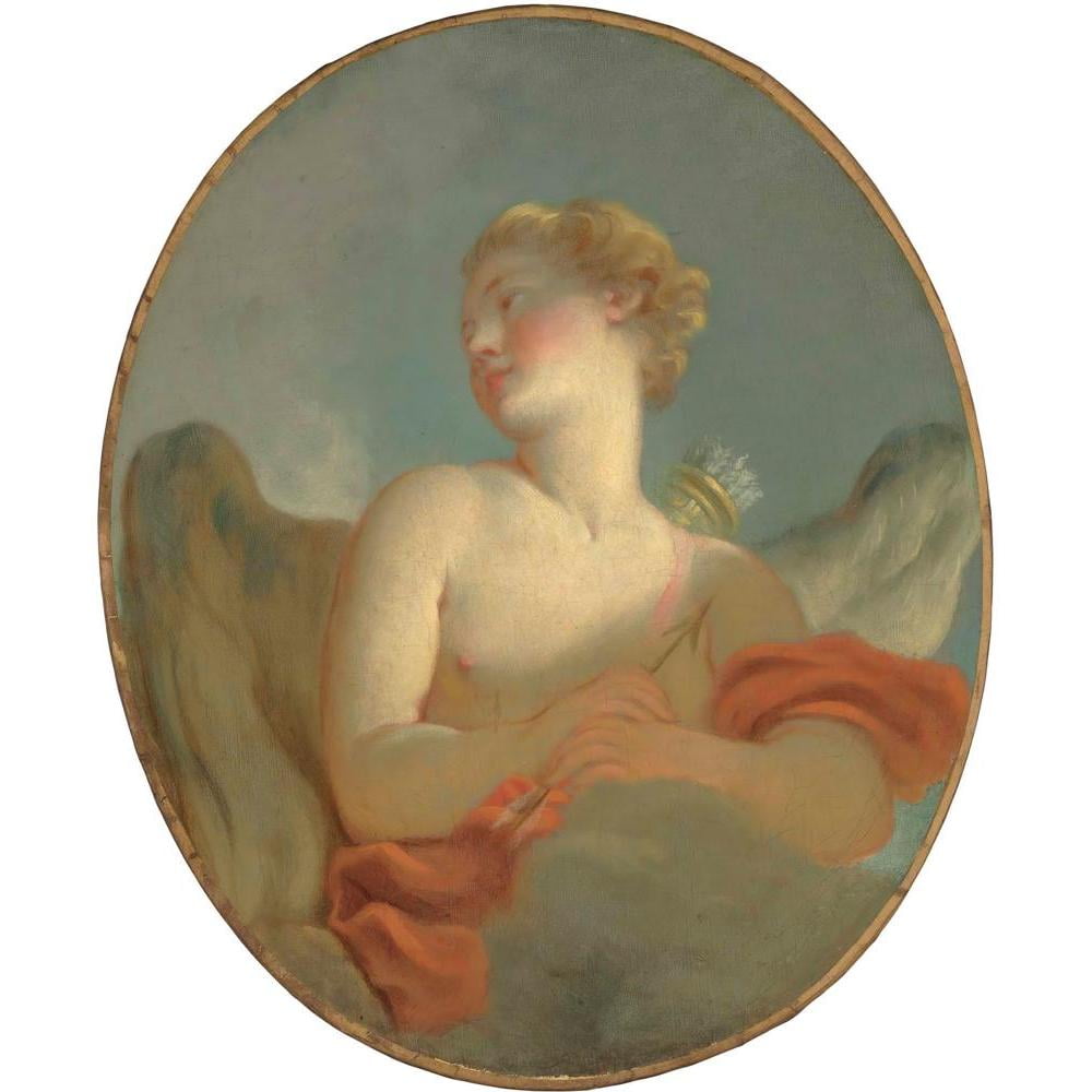 Jean-Honoré Fragonard 12x14 Black Modern Framed Museum Art Print Titled - ‘L’Amour’; Said to Be a Portrait of Marie Catherine Colombe (1751-1830) as Cupid