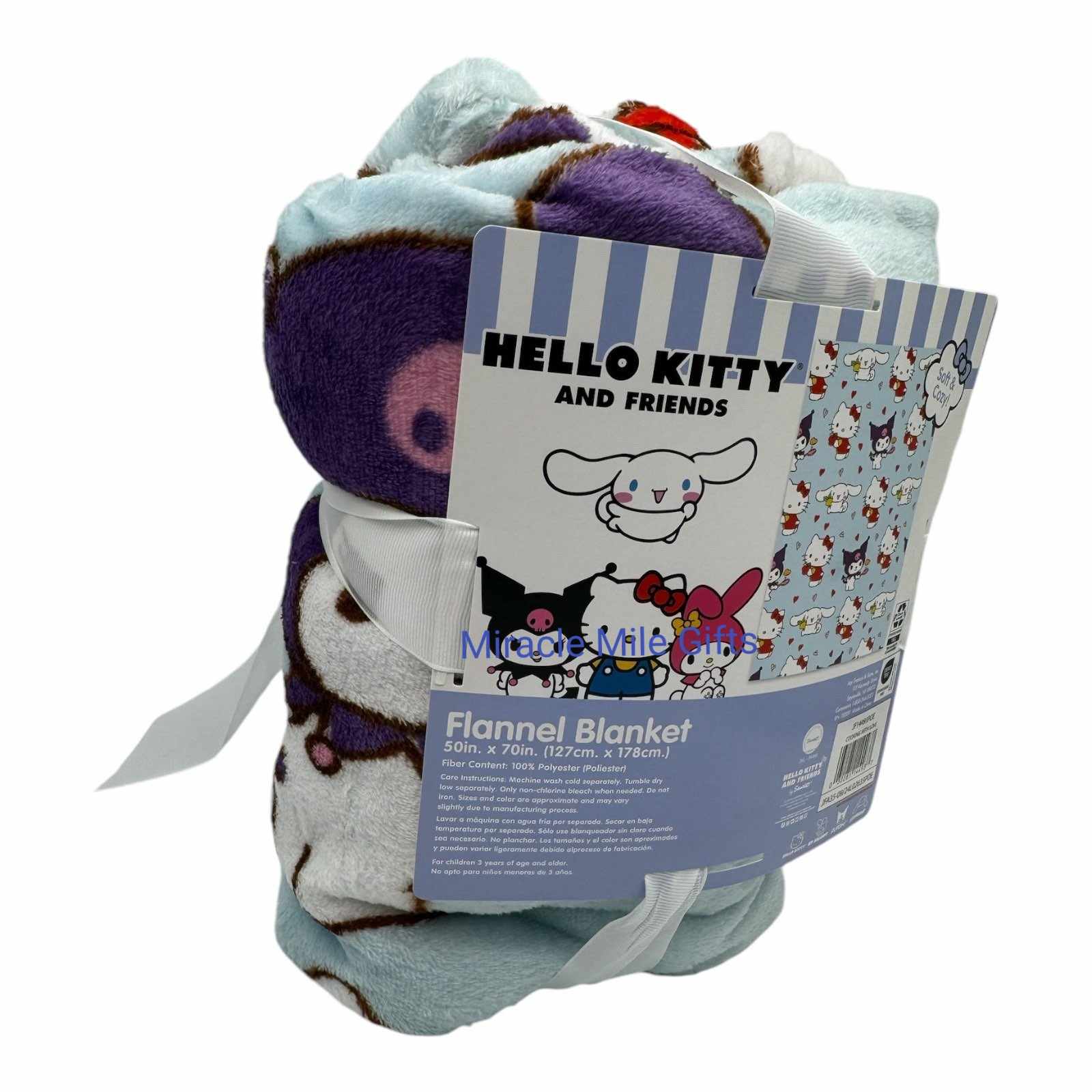 Hello Kitty  Friends Kuromi Cinnamonroll Fleece Kids 50"x70" Throw Blanket "Cooking with love"