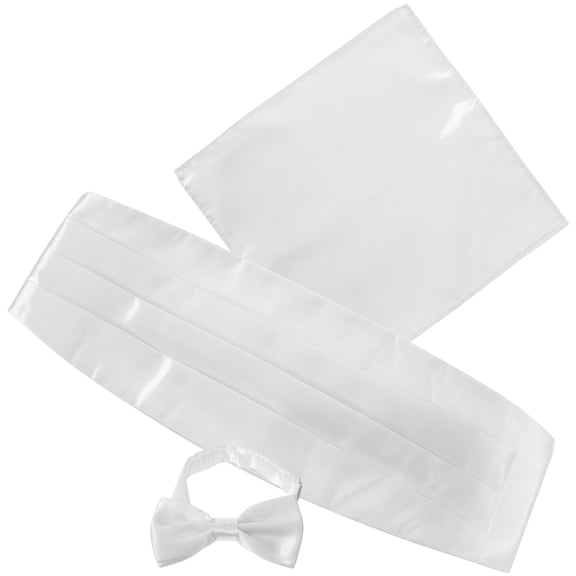 Toyvian 1 Set of Handkerchief and Bowtie in White Satin for Men's Formal Wear at Church Meetings