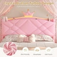 thumbnail image 4 of Princess Pink Bed Frame Full with LED Lights & Charging Station, Velvet Platform Upholstered Bed for Teen Bedroom Pink Furniture, 4 of 9