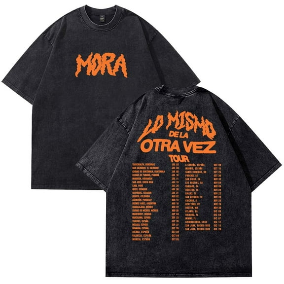 Mora Lo Mismo De La Otra Vez Tour 2025 Merch Cotton washed T-shirt unisex retro casual short sleeved round neck T-shirt
