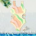 thumbnail image 2 of CAICJ98 Girls One Piece Swimsuits Cut Out Spaghetti Straps Bathing Suit for Girls Floral Beach Swimwear (Yellow,11-12 Years), 2 of 7