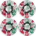 thumbnail image 2 of Shower Caps,Christmas Stocking Pattern Waterproof Shower Cap for Women 4 Pieces,Double Reusable Hair Cover for Shower PEVA Elastic Stretch Hem, 2 of 7