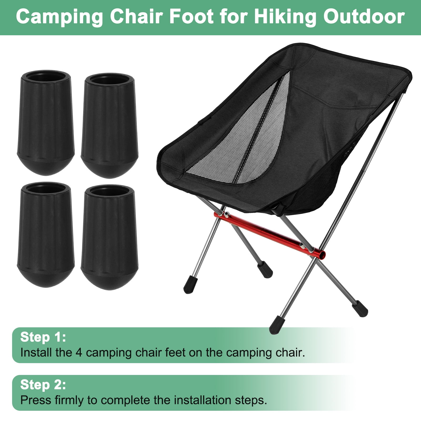 Uxcell 4 Pack Camping Chair Foot 13mm Folding Camp Chair Replacement Feet for Fishing Hiking Outdoor Camping Black Walmart