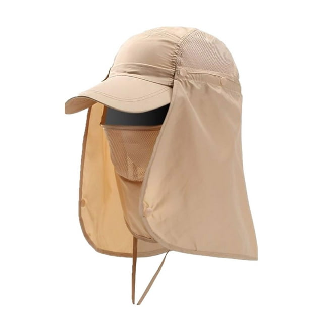Sombrero para el sol Qarigey con solapa para el cuello y la cara color Beige