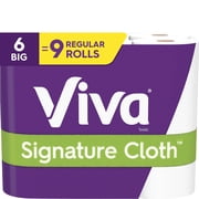 Viva Signature Cloth Choose-A-Sheet Paper Towels, Soft & Strong Paper Towels for Ultimate Clean, White, 6 Big Rolls Equal to 9 Regular Rolls