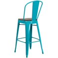 thumbnail image 5 of Home Square 30" Metal Bar Stool in Crystal Teal and Wood Grain - Set of 2, 5 of 5