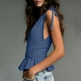 thumbnail image 6 of Favoffer Women's Linen Peplum Blouse V Neck Sleeveless Shoulder Tie Relaxed Fit Summer Daily Vacation Leisure Casual Shirt, 6 of 6