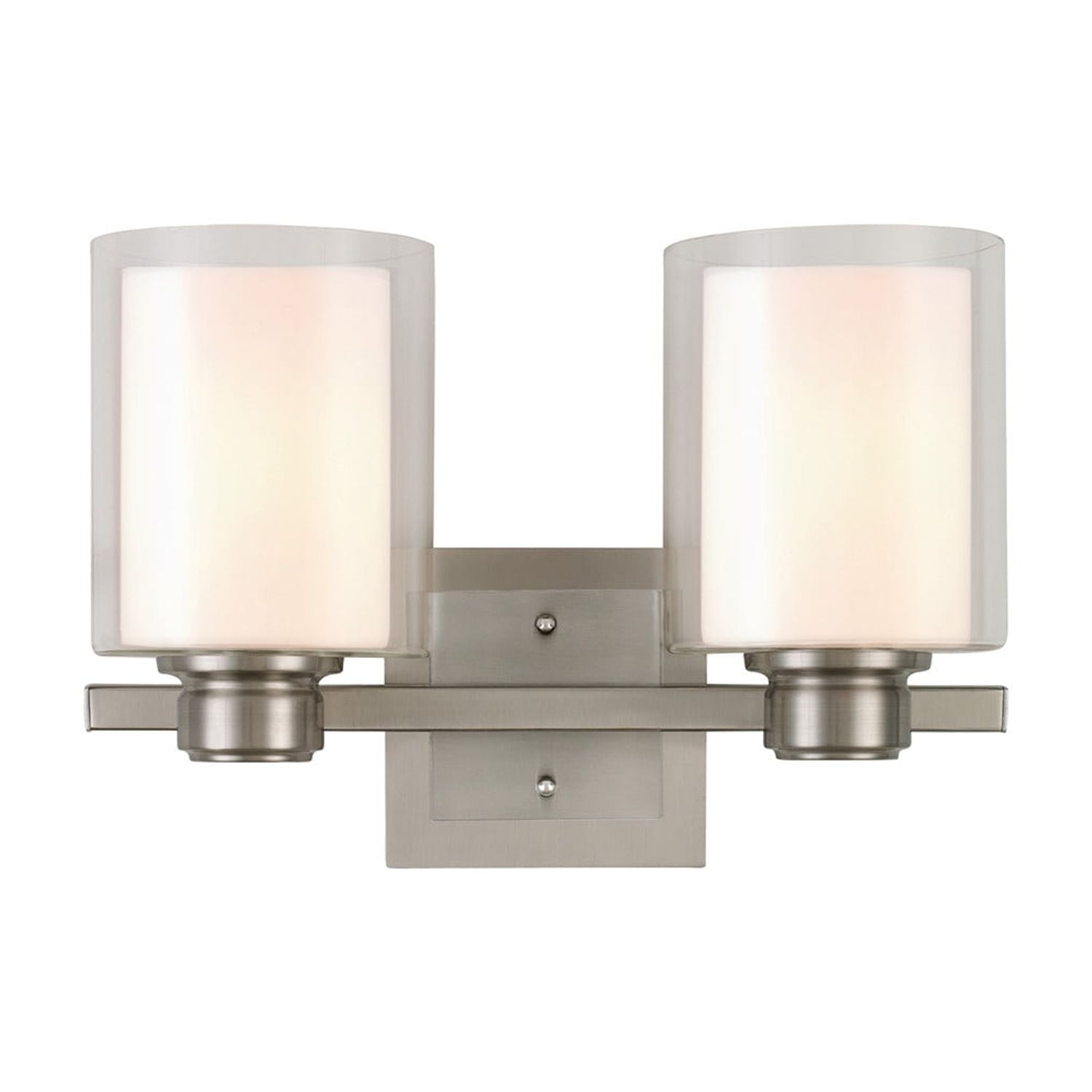 Design House Oslo Traditional 2-Light Indoor Dimmable Wall Light with Double Glass Shades, Satin Nickel