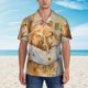 thumbnail image 2 of Balery Girl Hugging Dog Flowers Camisas hawaianas de manga corta para hombre, camisas playeras de corte holgado, camisas de vacaciones con botones,Medium, 2 of 7