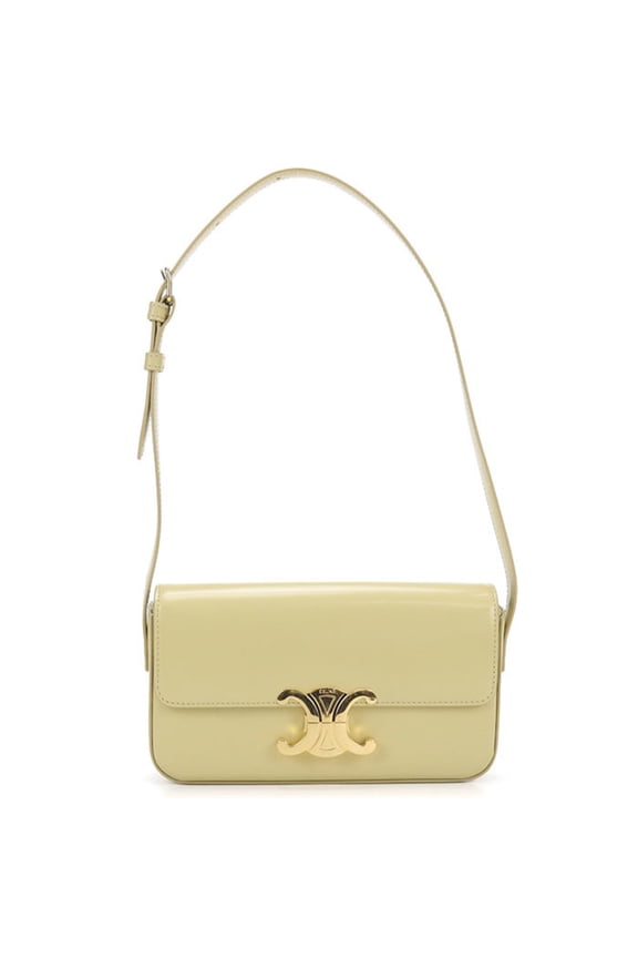 Pre-Owned CELINE Triomphe Shoulder Bag for Women, Yellow