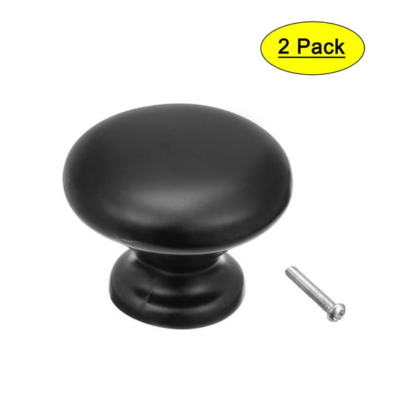 Uxcell 25mmx19mm Drawer Single Hole Zinc Alloy Round Knob Pull Handle Black 2 Pcs