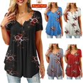 thumbnail image 2 of Womens Summer Floral V Neck Blouses Loose Baggy Tops Tunic T Shirts Plus Size, 2 of 5