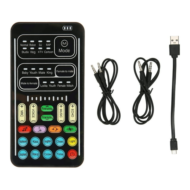 Mini Sound Card, Lightweight One Key Voice Change 8 Sound Changes Sound Changer Universal For Live Streaming I9 English Edition