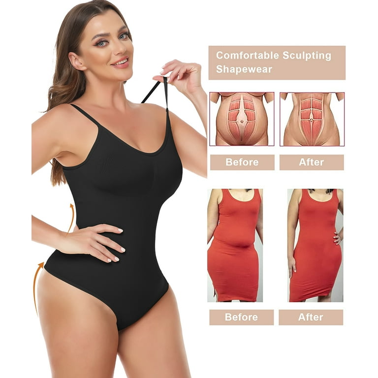 Women's Racerback Thong Bodysuit Tummy Control Shapewear Seamless Body  Shaper