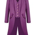 thumbnail image 6 of HAPIMO Workout Tuxedo Jacket Tailcoat Jacket for Men Lapel Frock Coat Casual Gothic Steampunk Medieval Jacket Big Men's Double-Breasted Trench Coat Fashion Purple XXXXL, 6 of 6