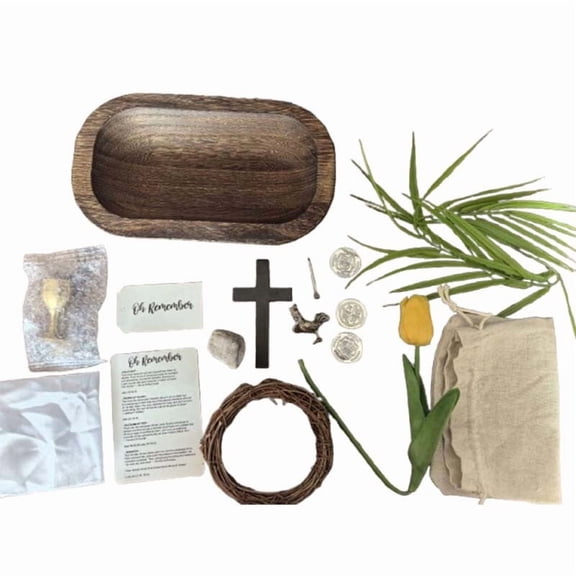 Easter Resurrection Kit, Oh Remember Keepsake Tray Set, Religious Easter Decor Tray, Inspirational Ornament for Home Office Desktop Decoration