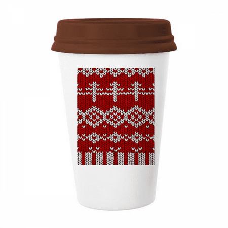 

Red Irregular Vertical Grain Knit Pattern Mug Coffee Drinking Glass Pottery Cerac Cup Lid