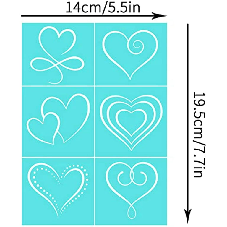 NOBRAND 2 Pcs Self-Adhesive Silk Screen Printing Stencil Heart Pattern Mesh Transfer Silk Screen Stencils for Painting on Wood and DIY T-Shirt Fabric