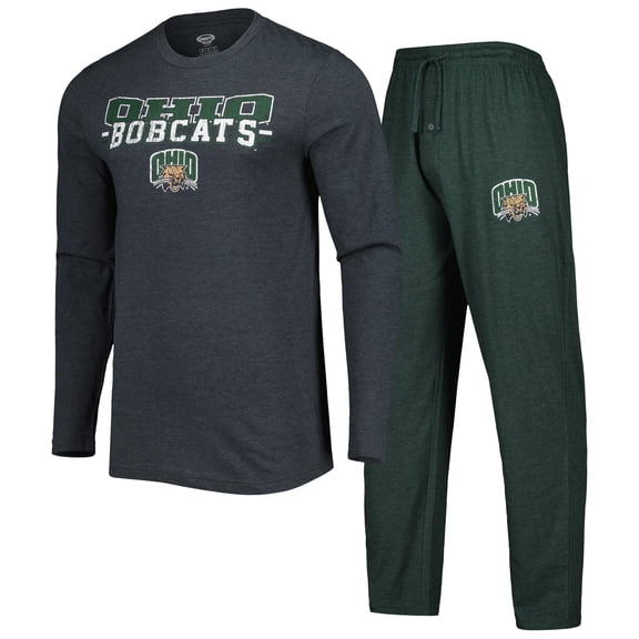 Men's Concepts Sport Green/Charcoal Ohio Bobcats Meter Long Sleeve Top & Pants Sleep Set
