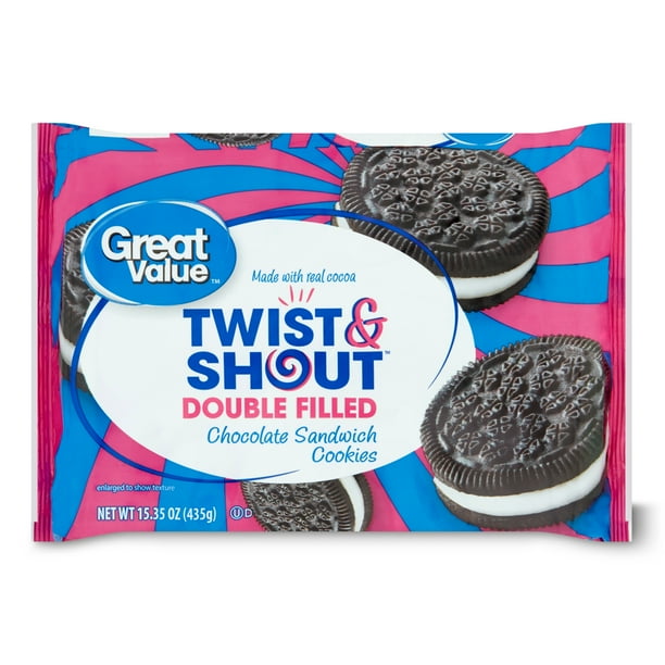Great Value Twist & Shout Double Filled Chocolate Sandwich Cookies, 15.
