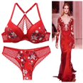 thumbnail image 1 of Conjunto de sujetador de espalda hermosa de gran tamaño Conjunto de ropa interior francesa de encaje sexy estampado para mujer, 1 of 5