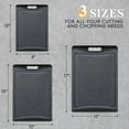thumbnail image 3 of Extra Large Cutting Boards, AOKIWO Plastic Cutting Boards for Kitchen (Set of 3)Meat, Veggies Cutting Board Set Dishwasher Chopping Board with Juice Grooves Easy-Grip Handles, Dark Grey, 3 of 9