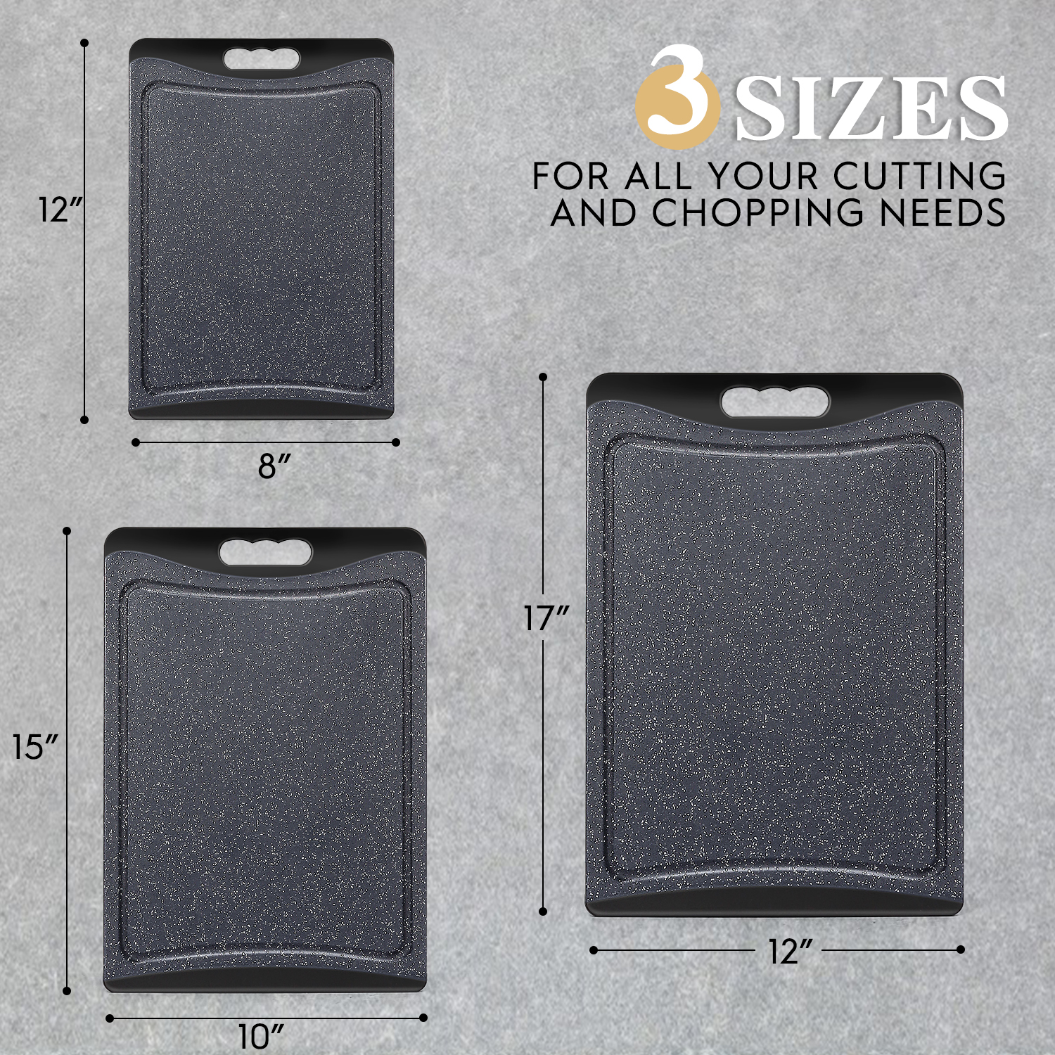 AOKIWO Plastic Cutting Boards Set of 3 with Juice Grooves photo 4