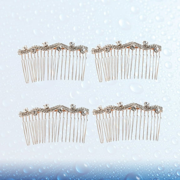 LOLIPPYY 4-Piece Assorted Color Rhinestone Hair Comb Set Alloy Hair Accessories for Weddings, Parties, and Special Occasions