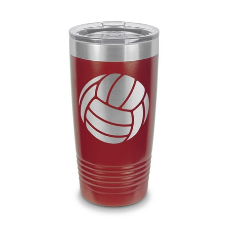 

Volleyball Tumbler 20 oz - Laser Engraved w/ Clear Lid - Stainless Steel - Vacuum Insulated - Double Walled - Travel Mug - love volley ball team sport sportsmanship - Maroon