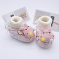 thumbnail image 6 of Baby Boys Girls Fleece Booties Infant Newborn Bedroom Shoes House Slippers Winter Crib Shoes Toddler Non-Slip Soft Sole First Walkers 0-18M Pink, 6 of 7