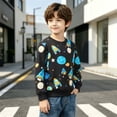 thumbnail image 4 of Spazoro Toddler Boys 100% Cotton Sweatshirts, Cute Cartoon Print Long Sleeve Shirt Fall Crew Neck Causual Pullover Tops for Sports Black Size 4-5 T, 4 of 9