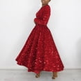 thumbnail image 2 of AURA Women’s Sequin A-Line Dress Round Neck Long Sleeve High Waist Mid-Length Zipper S-XXXL, 2 of 6