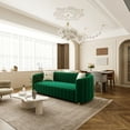 thumbnail image 4 of Mid-Century Modern Sofa for Living Room, 84" Green Tufted Velvet Loveseat Sofa Couch, Sectional Love seat Sofa Couch with Gold Legs, Upholstered Sofa for Apartment Bedroom Apartment Home Office, 4 of 6