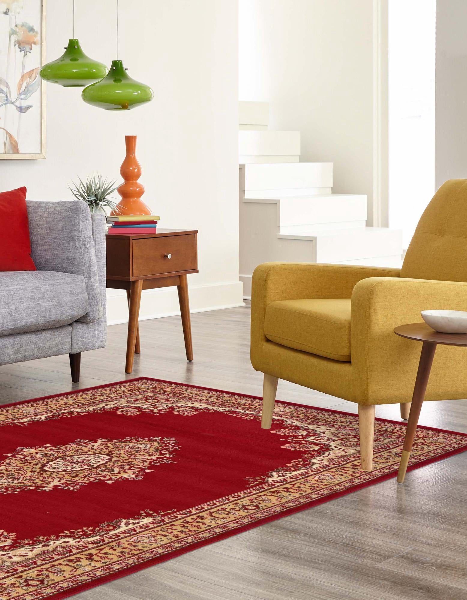 Rugs.com Amaya Collection Rug – 7' x 10' Burgundy Medium Rug Perfect For Bedrooms, Dining Rooms, Living Rooms