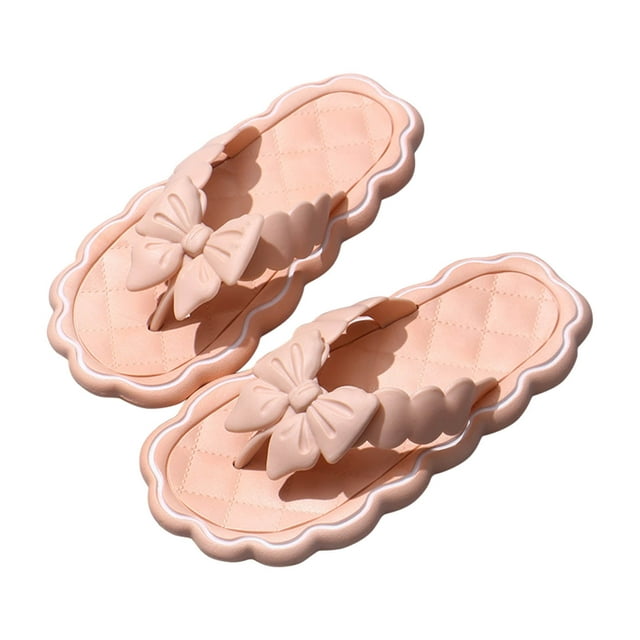 Chanclas de verano para mujer, para vacaciones en la playa, suaves, elásticas, elegantes, bonitas, con lazo, sandalias planas, color rosa 38/39