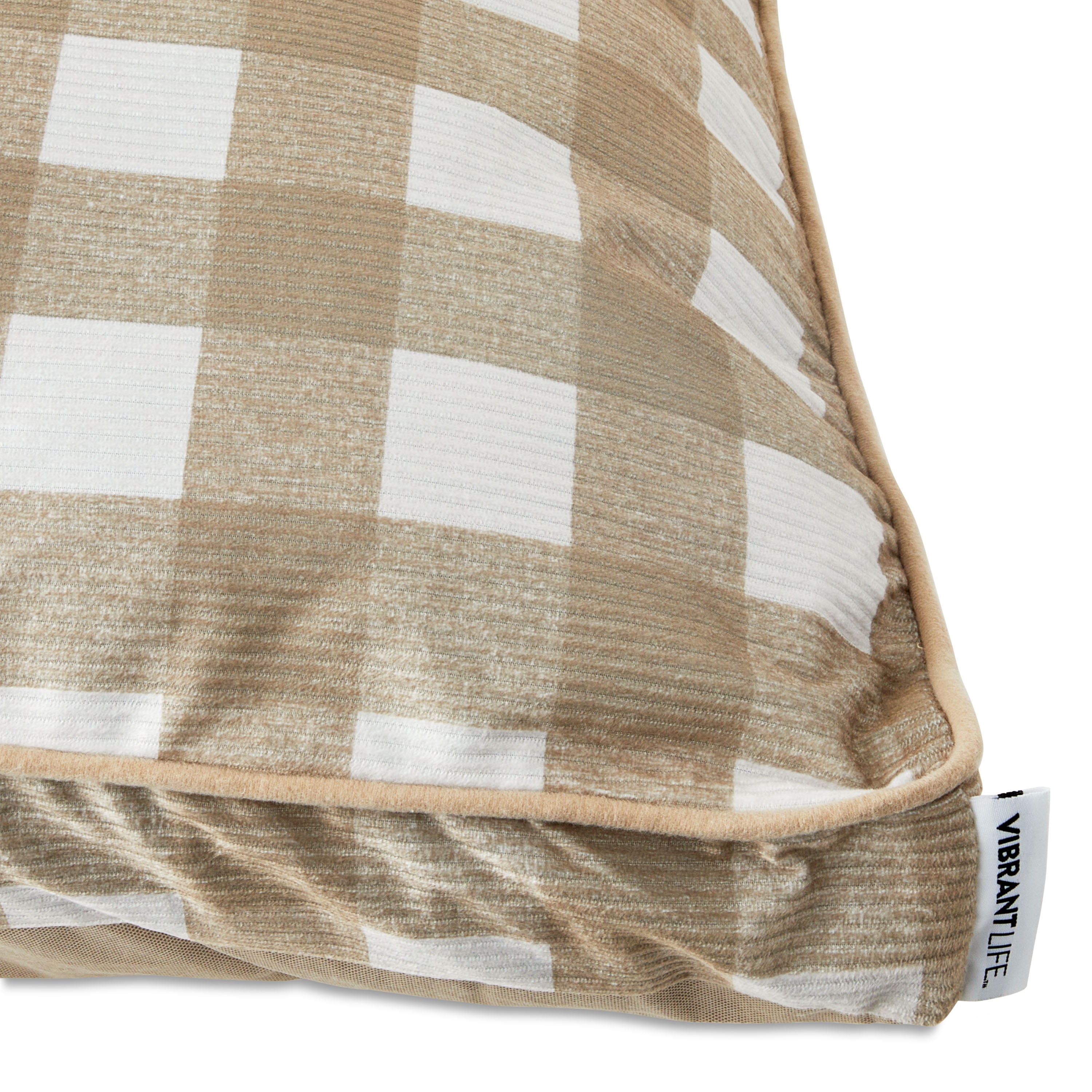 Vibrant Life Pillow Dog Bed for Large Dogs, 42" x 32", Tan Plaid