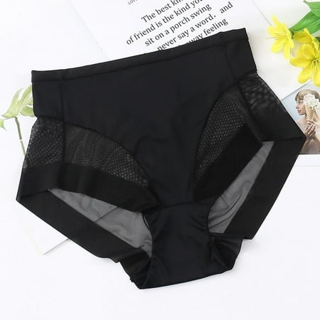 

Popvcly Women Panties Cotton Solid Color Exquisite Soft Middle Waist Briefs Sweet Modern High Stretch Panties Black S