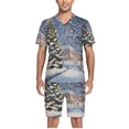 thumbnail image 5 of joogoo Men's Pajama Set Christmas Tree in Night V-Neck Pj Shorts Set 2 Piece Loungewear Sleepwear S, 5 of 7