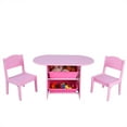thumbnail image 4 of Costway Kids Table and 2 Chairs Set W/ Storage Boxes For Toddler Gift Desk Pink, 4 of 10